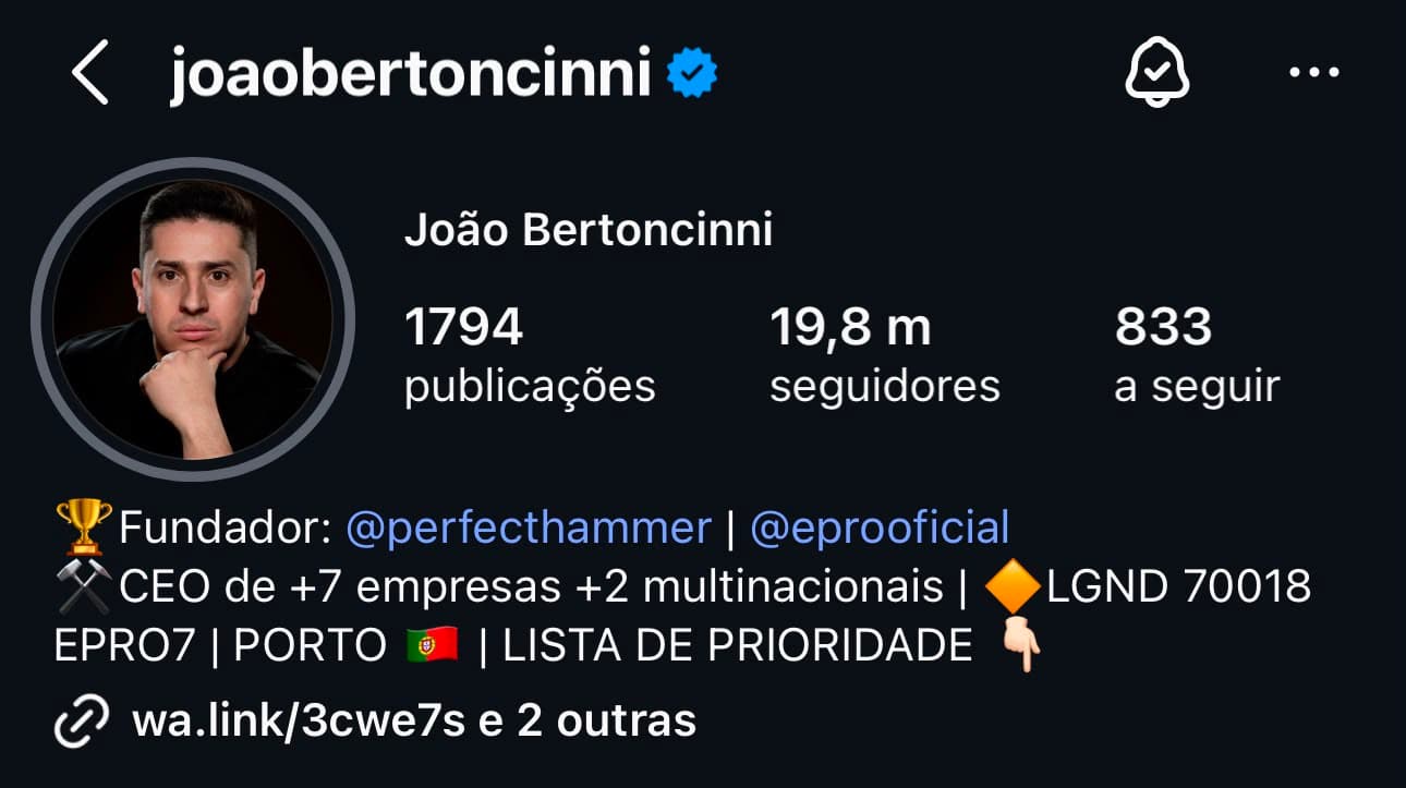 Perfil Instagram de João Bertoncinni